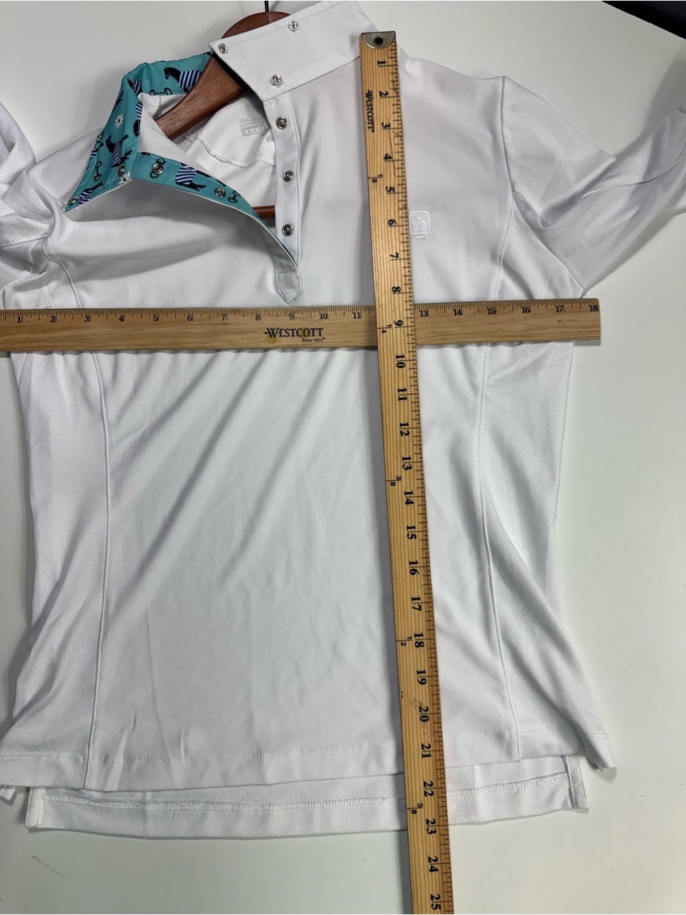 ROMFH Equestrian Chill Factor Long Sleeve Show Shirt XL White Horse Print Collar - Picture 10 of 16